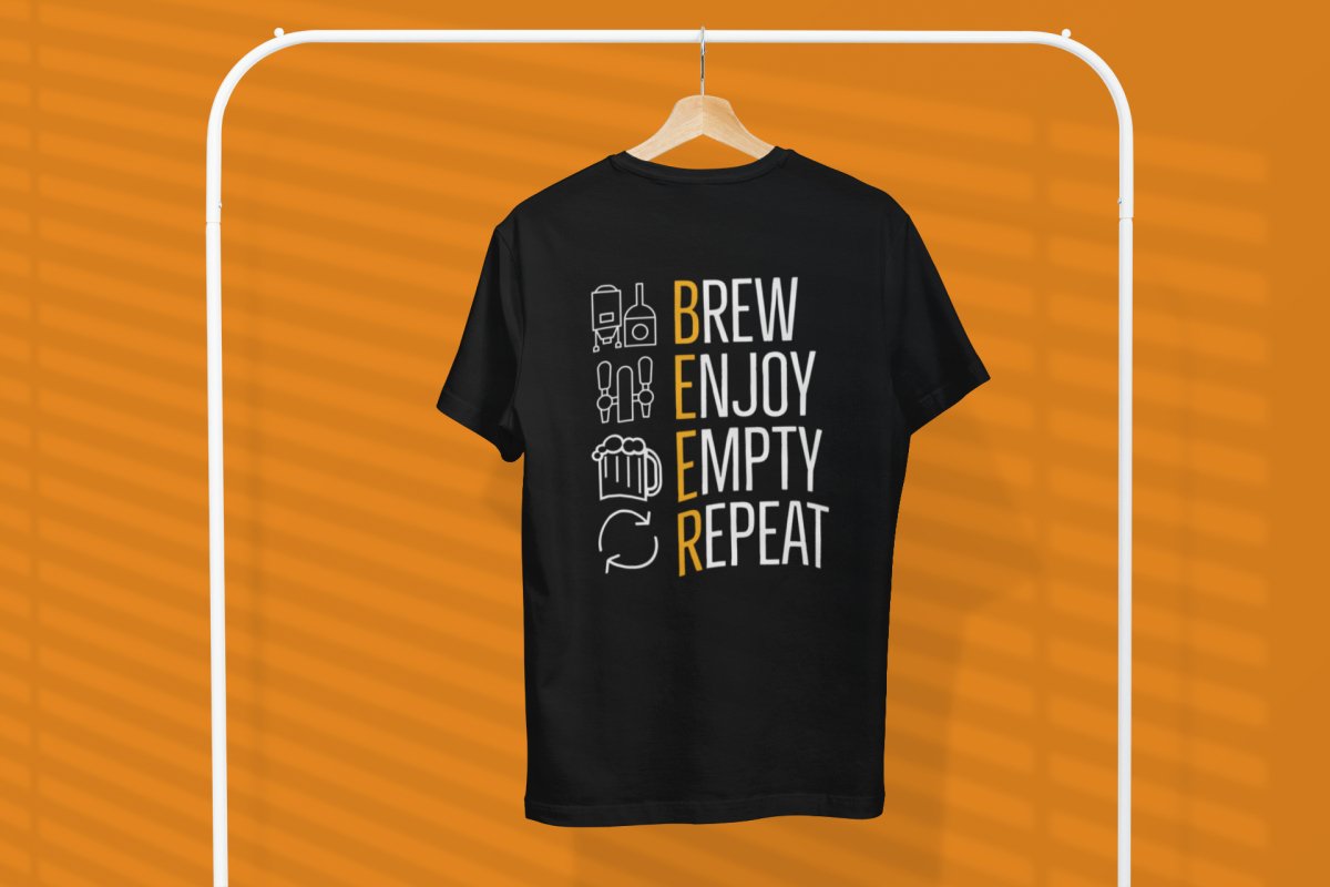 A black Brew Enjoy Empty Repeat – Bio-T-Shirt.