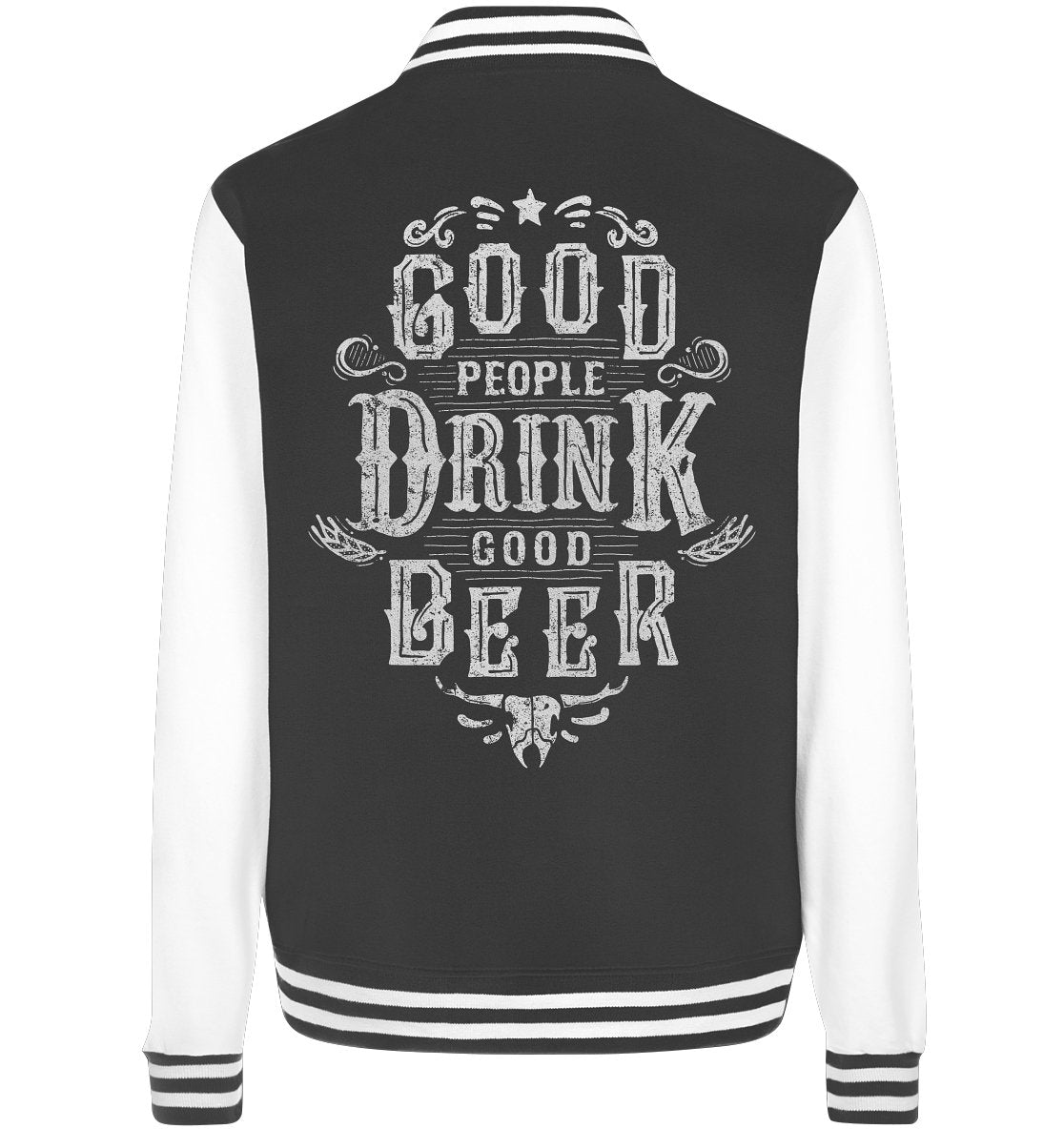 Hoppymerchs „Good People Drink Good Beer“-Bomberjacke im College-Stil.