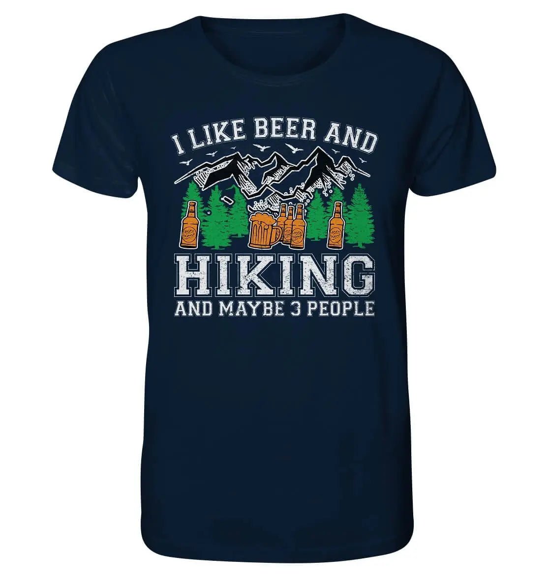 Ich mag Hoppymerch-Bier und Wandern und vielleicht 3 Leute Bier T-Shirt für Männer.