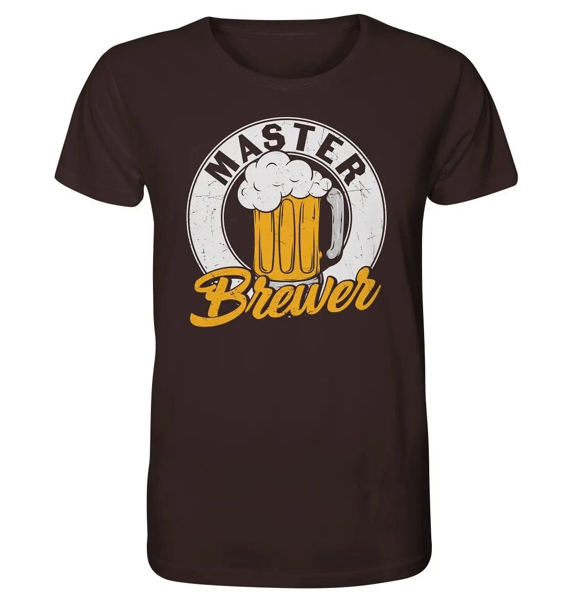 Ein Hoppymerch – Master Brewer Bio-T-Shirt mit der Aufschrift „Master Brewer“.