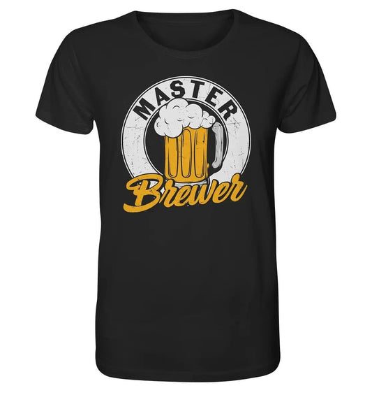 Ein schwarzes Hoppymerch - Master Brewer Organic T-Shirt.